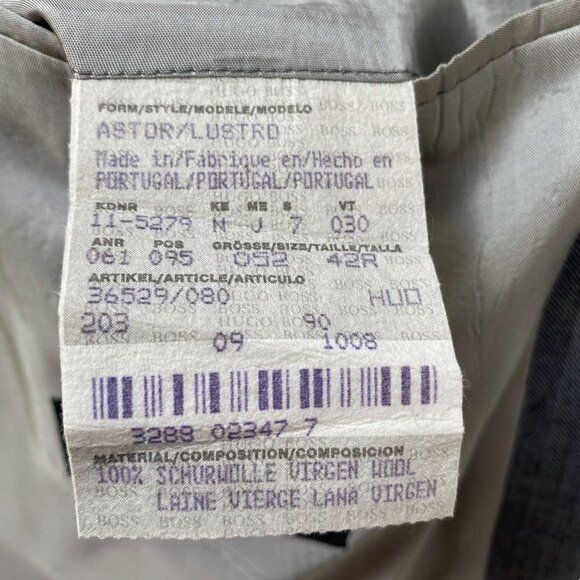 HUGO BOSS Mens Jacket 42R Light Wool Blazer Blue Gray Sport Coat - Picture 11 of 11